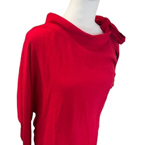 Club Monaco Red Tinashe Cowl Neck Cold Shoulder Tie Sweater NWT - Picture 3 of 14